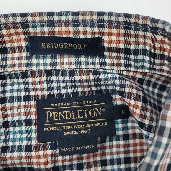Pendleton‎ Bridgeport long sleeve button down shirt mens plaid blue L 3105 - Picture 9 of 10